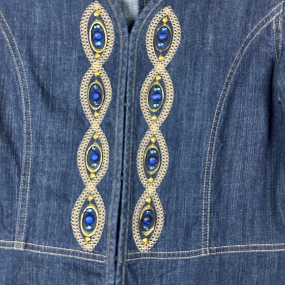 Lark Lane Denim Jacket with Beaded Embellishment – Size 8 - Picture 5 of 10